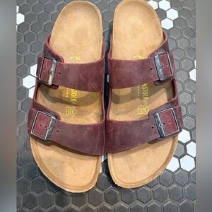 Birkenstock Arizona Two-Strap Sandals in Maroon